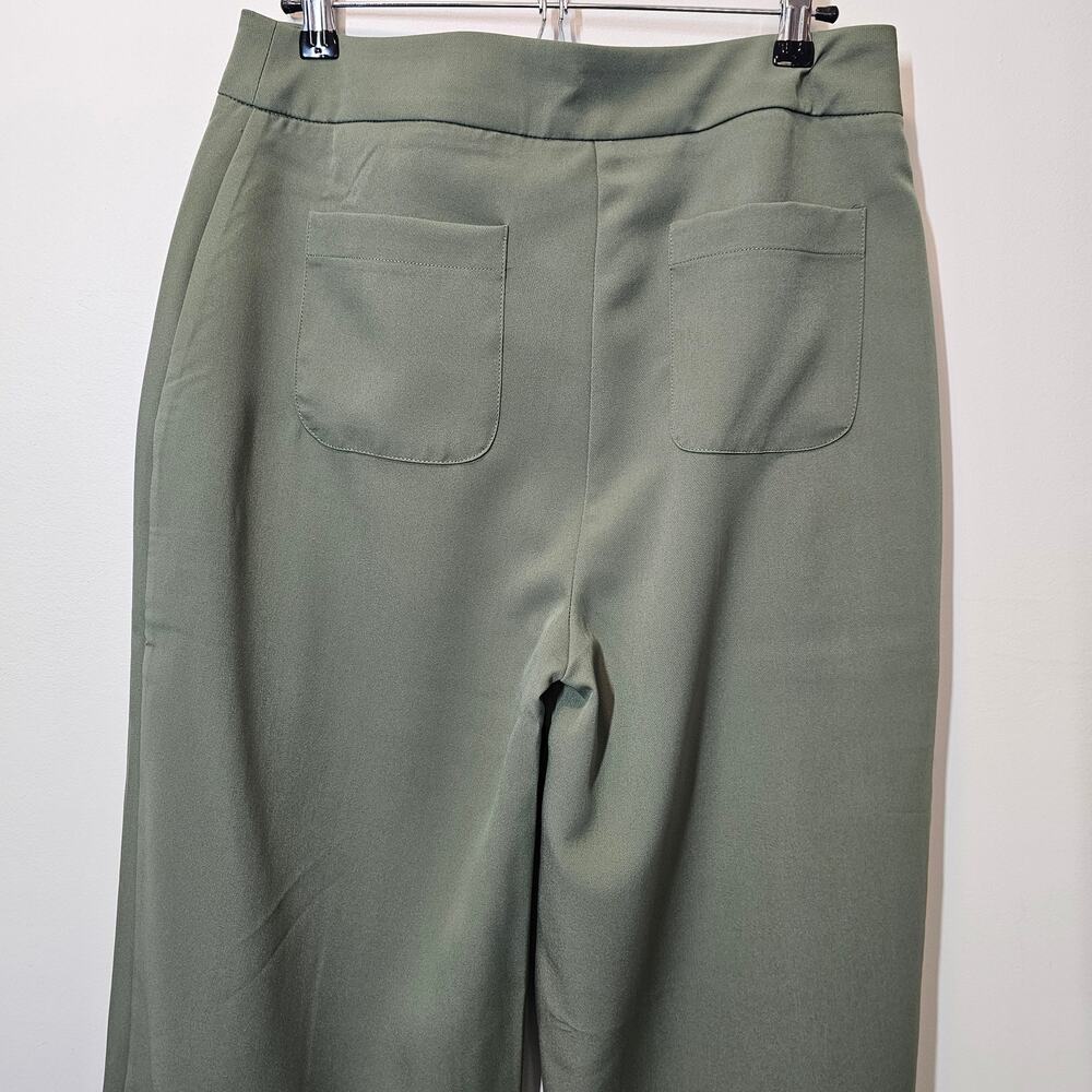Nanette Lepore Prairie Sage Green Wide‎ Leg Cropped Pants Inseam 25" Size Medium - Picture 4 of 10